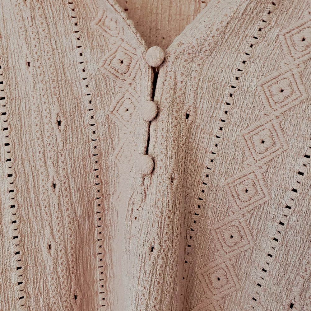 Frye Peasant Top Sz‎ XXL Dusty Pink Aztec Textured  Boho Prairie Southwest - Picture 3 of 9